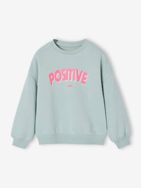 Girl's sweatshirt with positive message - vertbaudet enfant Girls-Girl's sweatshirt with positive message