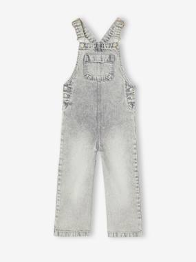 Wide-Leg Denim Dungarees for Girls - vertbaudet enfant -Wide-Leg Denim Dungarees for Girls