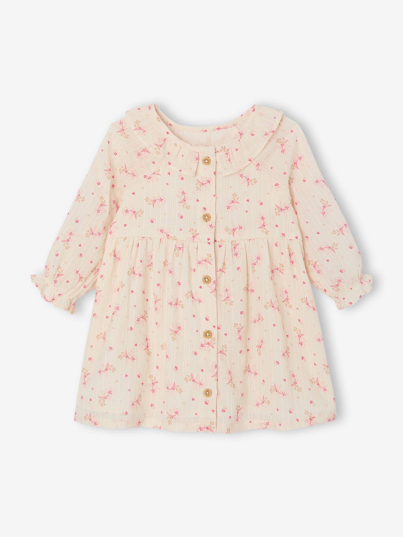 baby girl cotton dress Personalized Baby Girl Dress with Button Bib  100% Cotton