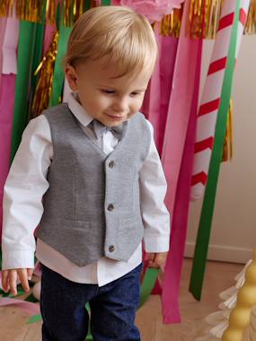 Boys' shirt, bow tie and cardigan set - vertbaudet enfant Boys' shirt, bow tie and cardigan set - vertbaudet enfant