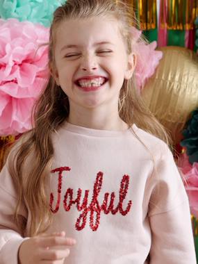 Christmas Sweatshirt with Sequinned Message for Girls - vertbaudet enfant -Christmas Sweatshirt with Sequinned Message for Girls