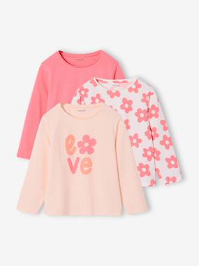 Pack of 3 long-sleeved girls' fancy t-shirts - vertbaudet enfant -Pack of 3 long-sleeved girls' fancy t-shirts