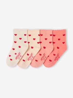 Pack of 4 girls' heart socks - vertbaudet enfant Girls-Pack of 4 girls' heart socks