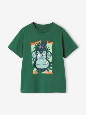 Short-Sleeved Animal T-Shirt for Boys - vertbaudet enfant Boys-Short-Sleeved Animal T-Shirt for Boys