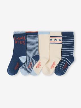 Pack of 5 Pairs of "Cool Kids" Socks for Boys - vertbaudet enfant Boys-Pack of 5 Pairs of "Cool Kids" Socks for Boys