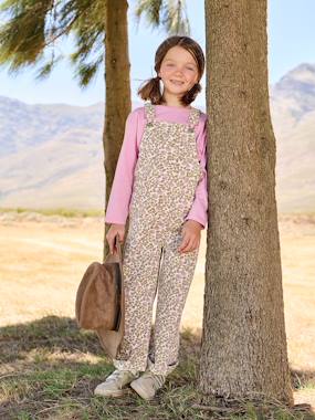 Girl's dungaree with floral print - vertbaudet enfant -Girl's dungaree with floral print