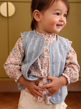 Denim flower sleeveless cardigan for babies - vertbaudet enfant -Denim flower sleeveless cardigan for babies