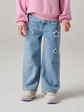 Girl's wide-leg star jeans - vertbaudet enfant -Girl's wide-leg star jeans