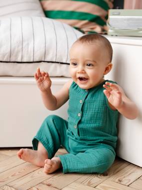 Combinaison longue bébé gaze de coton - vertbaudet enfant