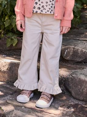Girl's wide-leg trousers with frills - vertbaudet enfant -Girl's wide-leg trousers with frills
