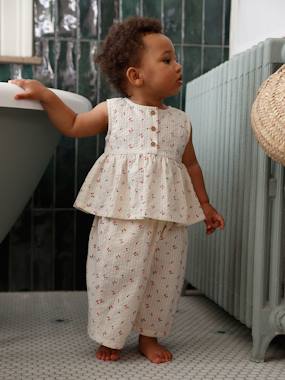 Top & Wide-Leg Trouser Set for Babies - vertbaudet enfant Top & Wide-Leg Trouser Set for Babies - vertbaudet enfant