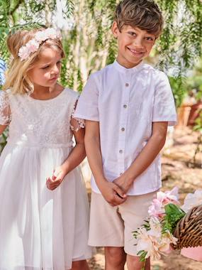 Chemise en lin col Mao garçon - vertbaudet enfant