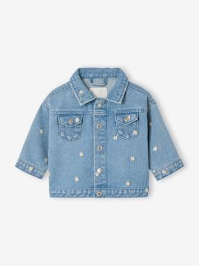 Girl's denim jacket with flowers - vertbaudet enfant Girl's denim jacket with flowers - vertbaudet enfant