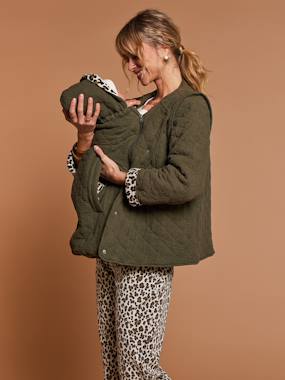 Adaptive Padded Jacket with Kangaroo Panel in Cotton Gauze for Maternity & Post-Maternity by ENVIE DE FRAISE - vertbaudet enfant -Adaptive Padded Jacket with Kangaroo Panel in Cotton Gauze for Maternity & Post-Maternity by ENVIE DE FRAISE
