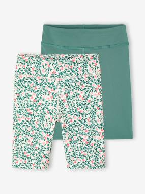 Pack of 2 Sports Cycling Shorts for Girls - vertbaudet enfant Girls-Pack of 2 Sports Cycling Shorts for Girls
