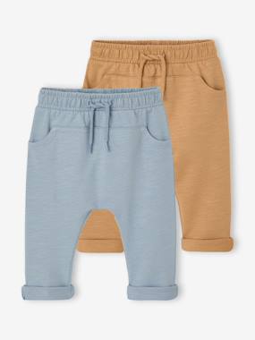 Pack of 2 Fleece Trousers for Babies, Basics - vertbaudet enfant Baby-Trousers & Jeans-Pack of 2 Fleece Trousers for Babies, Basics