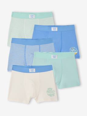 Pack of 5 surf boxers for boys - vertbaudet enfant Boys-Pack of 5 surf boxers for boys