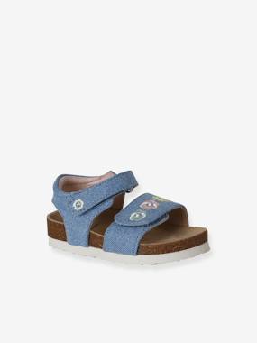 Textile baby sandals with hook and loop straps - vertbaudet enfant -Textile baby sandals with hook and loop straps