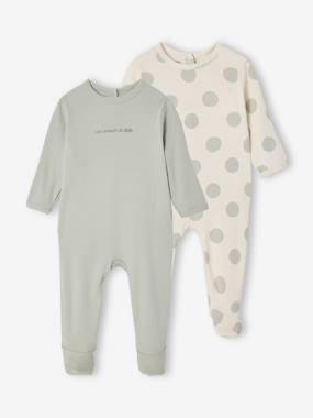Pack of 2 sleepsuits with back opening - vertbaudet enfant Pack of 2 sleepsuits with back opening - vertbaudet enfant