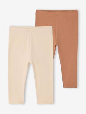 Baby Girls' Pack of 2 Long Leggings - vertbaudet enfant Baby-Trousers & Jeans-Baby Girls' Pack of 2 Long Leggings