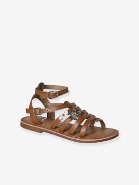 Leather gladiator sandals with buckles for girls - vertbaudet enfant Shoes-Leather gladiator sandals with buckles for girls