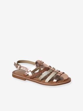 Leather strap sandals for children - vertbaudet enfant Shoes-Leather strap sandals for children