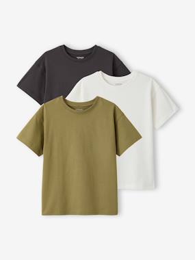 Pack of 3 plain boys' t-shirts - BASICS - vertbaudet enfant Boys-Pack of 3 plain boys' t-shirts - BASICS