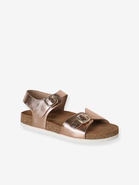 Leather sandals with double buckles - vertbaudet enfant Shoes-Leather sandals with double buckles