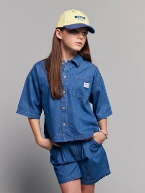 Ensemble short chemise fille denim léger - vertbaudet enfant