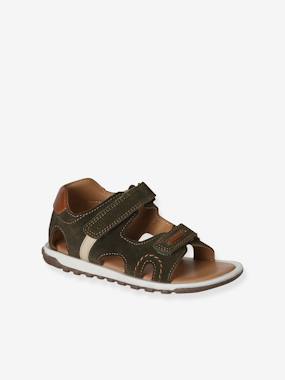 Boys' leather touch-fastening sandals - vertbaudet enfant Shoes-Boys' leather touch-fastening sandals
