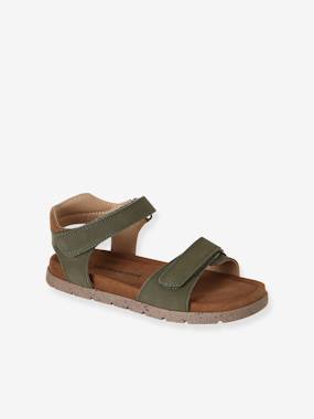 Hook-&-Loop Leather Sandals for Children - vertbaudet enfant Shoes-Hook-&-Loop Leather Sandals for Children