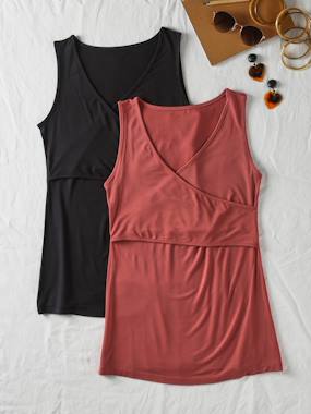 Pack of 2 Sleeveless Tops with Crossover Effect for Maternity, Fiona by ENVIE DE FRAISE - vertbaudet enfant -Pack of 2 Sleeveless Tops with Crossover Effect for Maternity, Fiona by ENVIE DE FRAISE