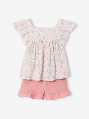 Ensemble short haut gaze de coton - vertbaudet enfant