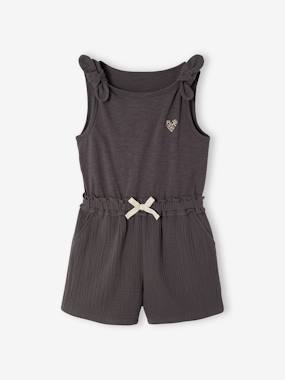 Two-fabric playsuit for girls - vertbaudet enfant -Two-fabric playsuit for girls