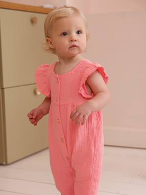Baby girl's playsuit in cotton gauze - vertbaudet enfant Baby girl's playsuit in cotton gauze - vertbaudet enfant