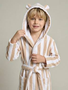 Customisable children's bear bathrobe, with recycled cotton - vertbaudet enfant Boys-Customisable children's bear bathrobe, with recycled cotton