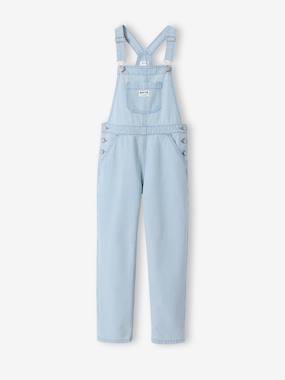 Girl's fine striped dungaree - vertbaudet enfant Girls-Girl's fine striped dungaree