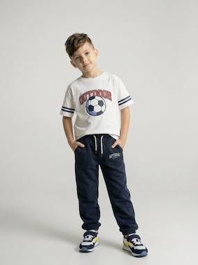 Joggers in fleece with adjustable waist - vertbaudet enfant Boys-Joggers in fleece with adjustable waist