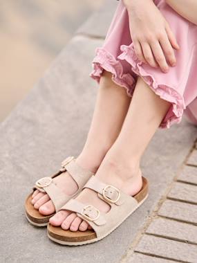 Leather buckle sandals - vertbaudet enfant Shoes-Leather buckle sandals