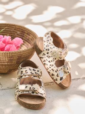 Sandales scratchées cuir imprimé bébé - vertbaudet enfant Chaussures-Sandales scratchées cuir imprimé bébé