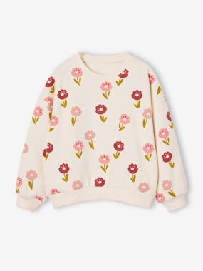 Sweat fille col rond - vertbaudet enfant Fille-Sweat fille col rond