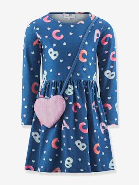 Happy Girls alphabet-print jersey dress with bag for girls - vertbaudet enfant Girls-Happy Girls alphabet-print jersey dress with bag for girls