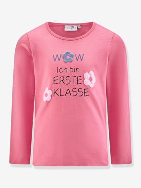 Happy Girls long-sleeved T-shirt with 'first class' print for girls - vertbaudet enfant Girls-Happy Girls long-sleeved T-shirt with 'first class' print for girls