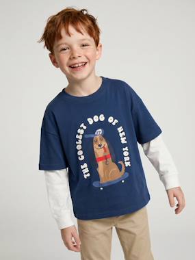 T-shirt manches longues garçon effet superposé - vertbaudet enfant Garçon-T-shirt manches longues garçon effet superposé