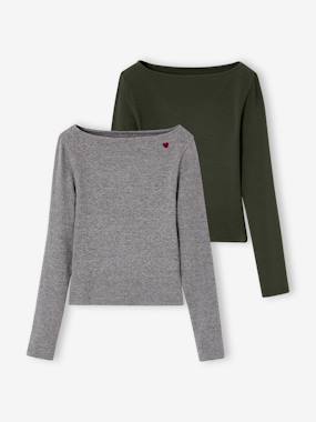 Lot de 2 t-shirts en côtes fille - vertbaudet enfant Fille-Lot de 2 t-shirts en côtes fille