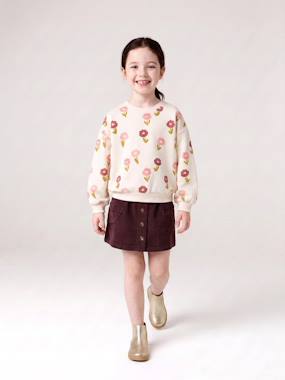 Jupe en velours poches coeur fille - vertbaudet enfant