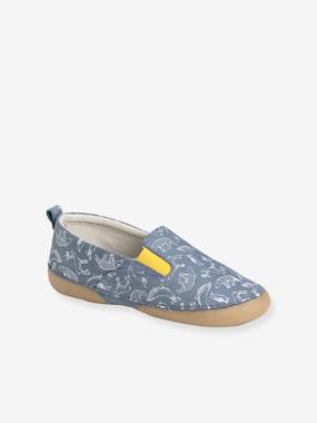Chaussons élastiqués garçon en cuir imprimé - vertbaudet enfant -Chaussons élastiqués garçon en cuir imprimé