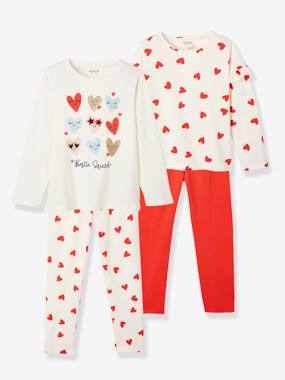 Lot de 2 pyjamas fille coeurs - vertbaudet enfant