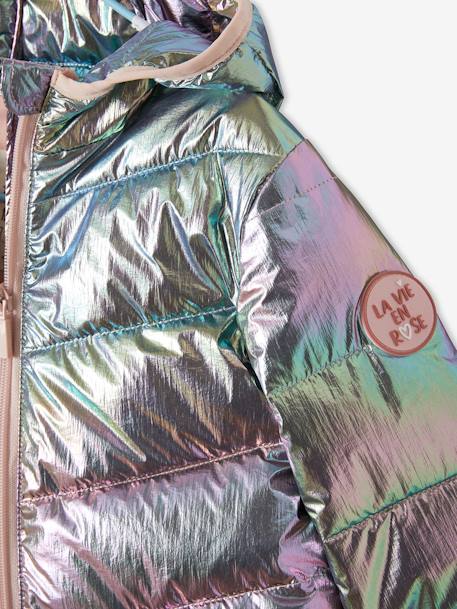 Lightweight Jacket with Shiny Iridescent Effect, for Girls ecru+GREY LIGHT METALLIZED - vertbaudet enfant 