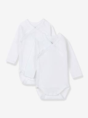 Lot de 2 bodies croisés manches longues bébé naissance en coton bio - vertbaudet enfant Lot de 2 bodies croisés manches longues bébé naissance en coton bio - vertbaudet enfant